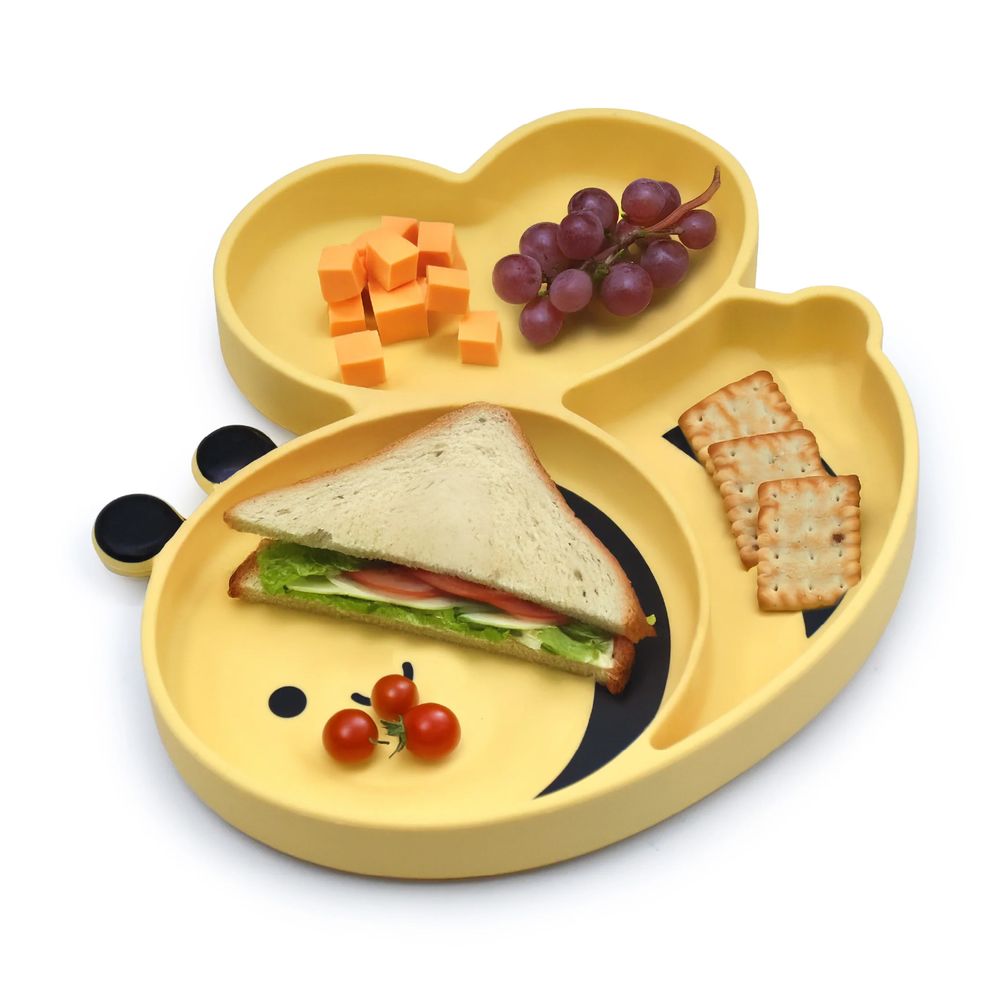 Melii Silicone Suction Plate - Bee - Yellow/Black
