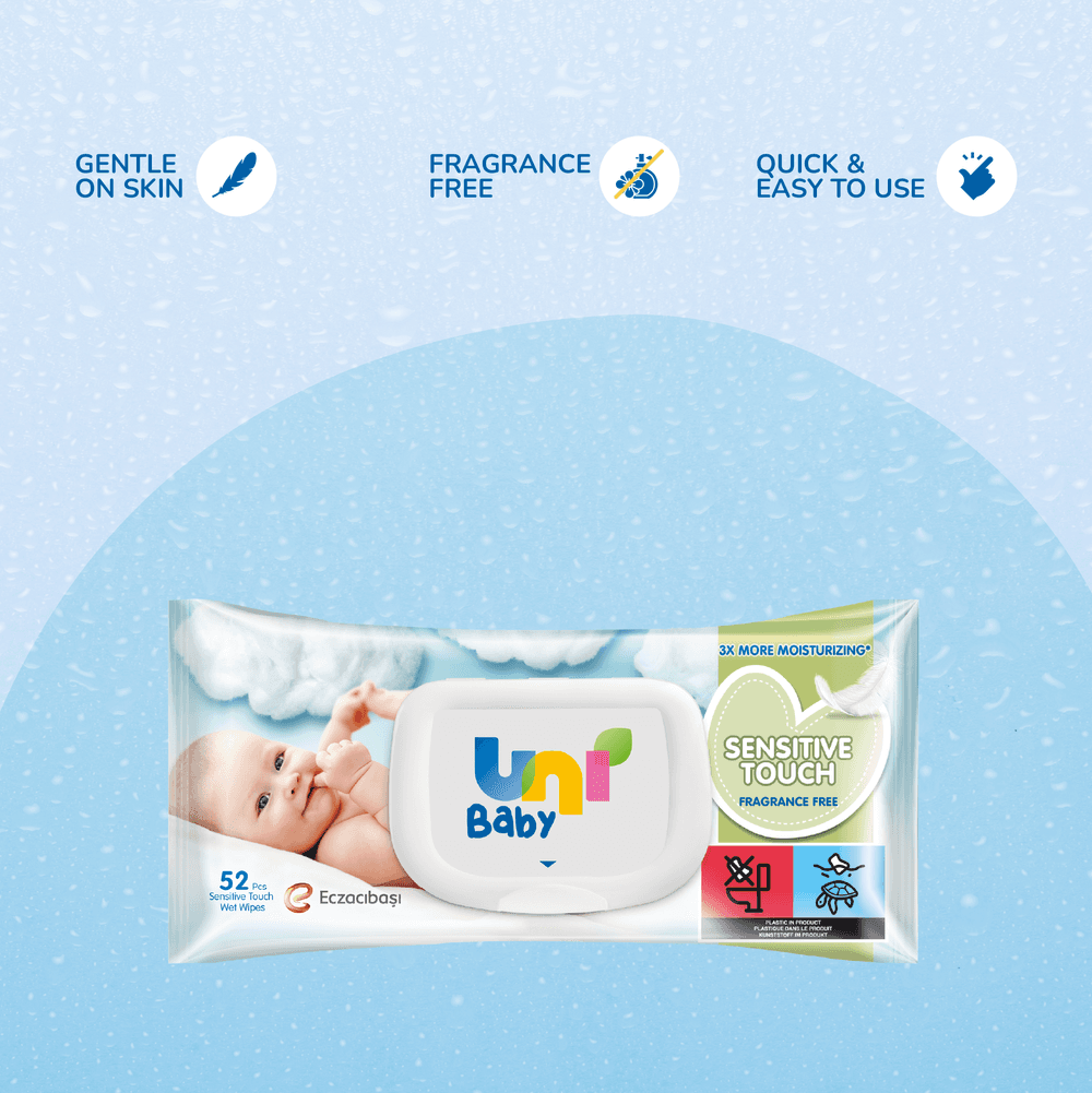 Uni Baby - Sensitive Touch Fragrance Free Baby Wipes - 52 Pcs