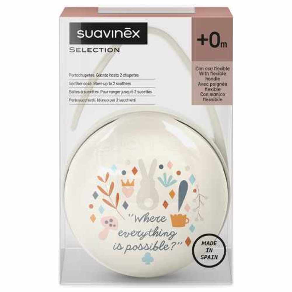 Suavinex - Duo Pacifier Holder With Flexible Handle - Light Beige