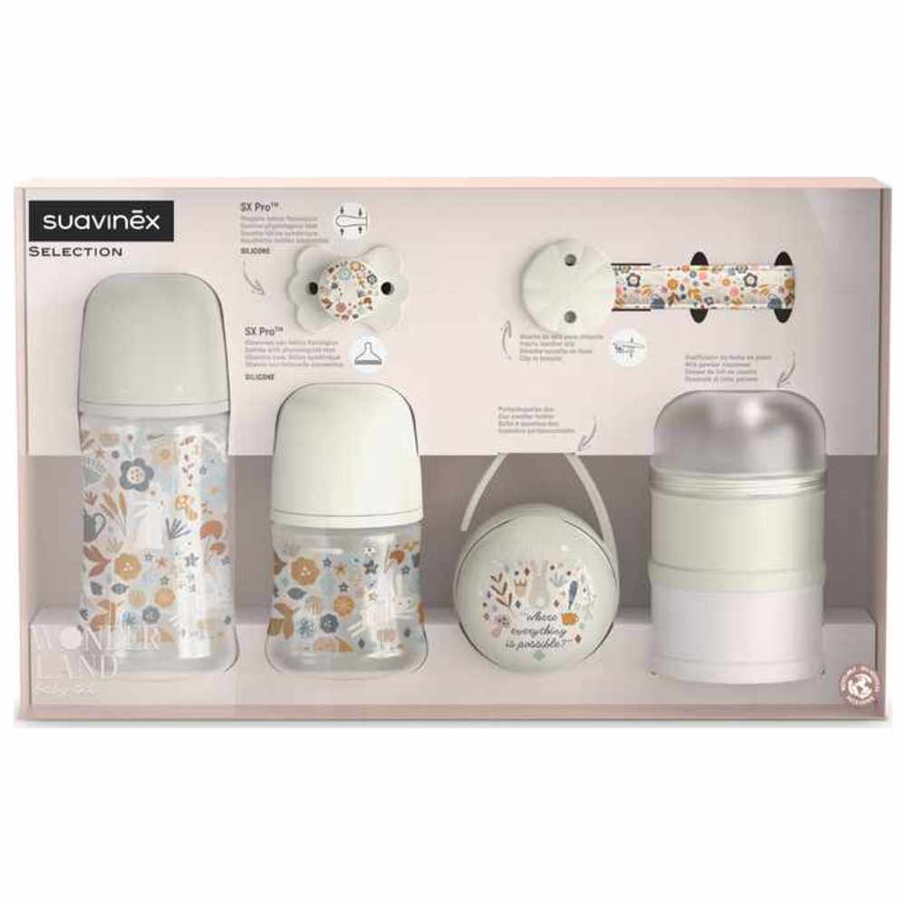 Suavinex - Welcome Baby Feeding Gift Set of 5 for New Born Baby - Beige