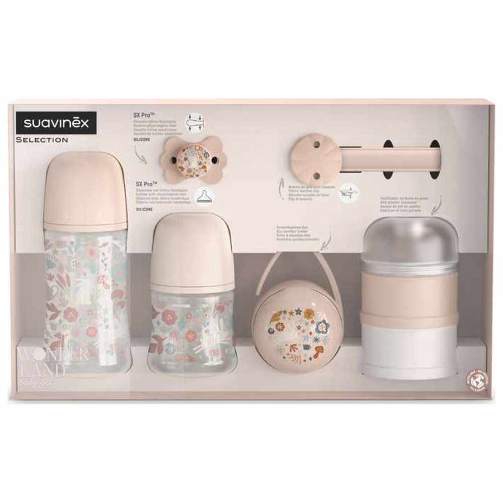 Suavinex - Welcome Baby Feeding Gift Set of 5 for New Born Baby - Pink