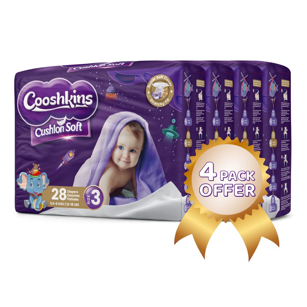 Cooshkins - Baby Cushion Soft Disposable Diapers - Size 3 - 5.5-8 kg - 112 Pcs