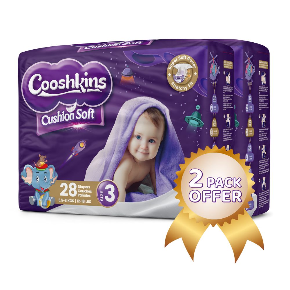 Cooshkins - Baby Cushion Soft Disposable Diapers - Size 3 - 5.5-8 kg - 56 Pcs