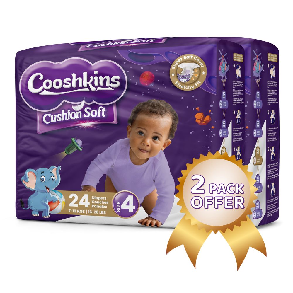Cooshkins - Baby Cushion Soft Disposable Diapers - Size 4 - 7-12 kg - 48 Pcs