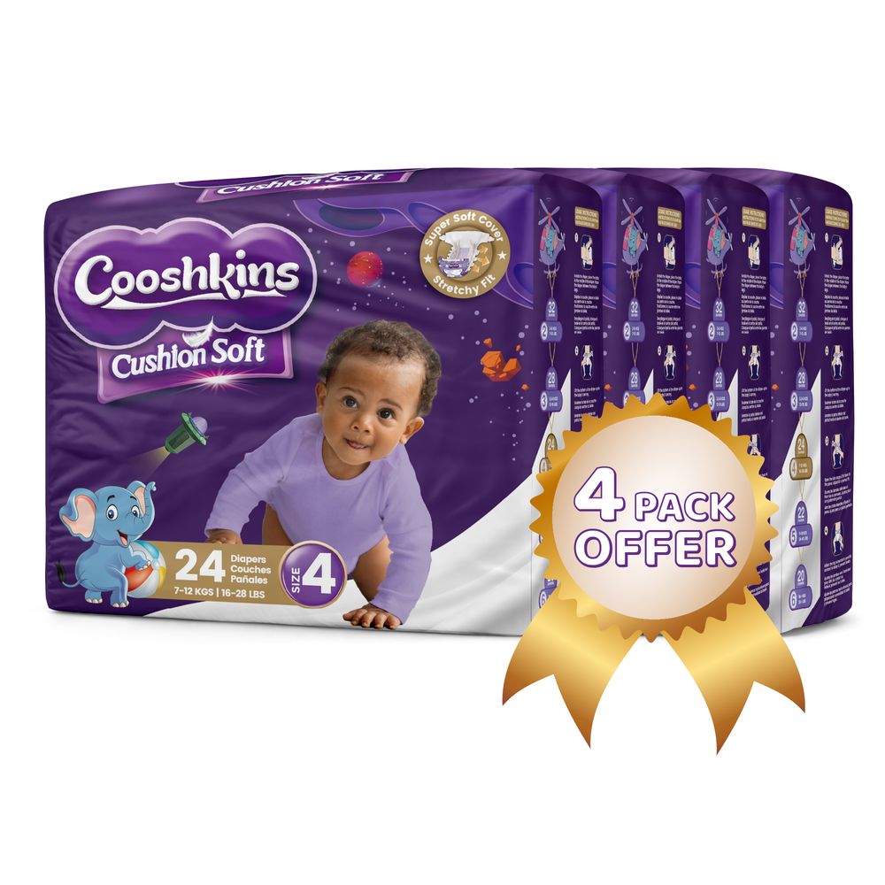 Cooshkins - Baby Cushion Soft Disposable Diapers - Size 4 - 7-12 kg - 96 Pcs