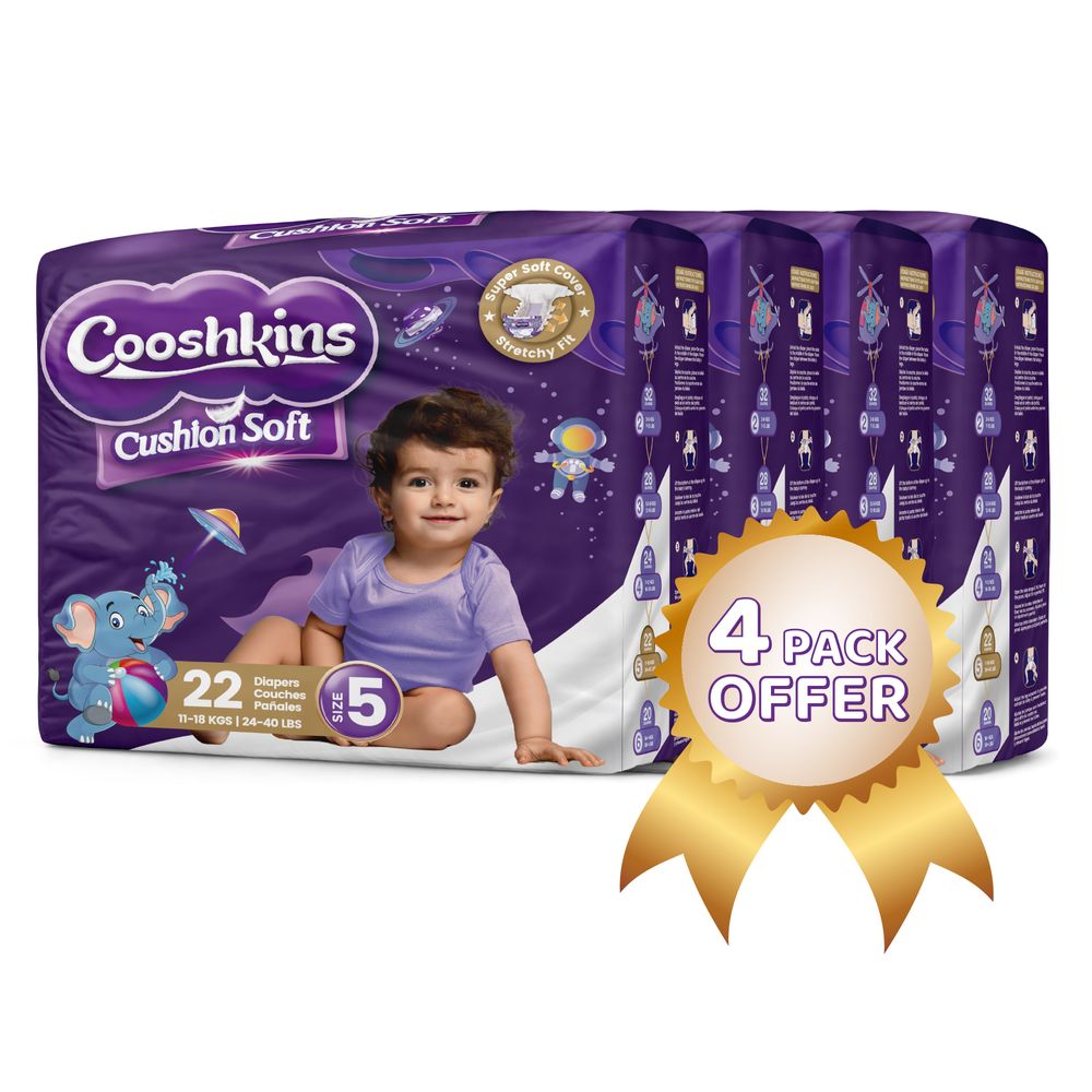 Cooshkins - Baby Cushion Soft Disposable Diapers - Size 5 - 11-18 kg - 88 Pcs