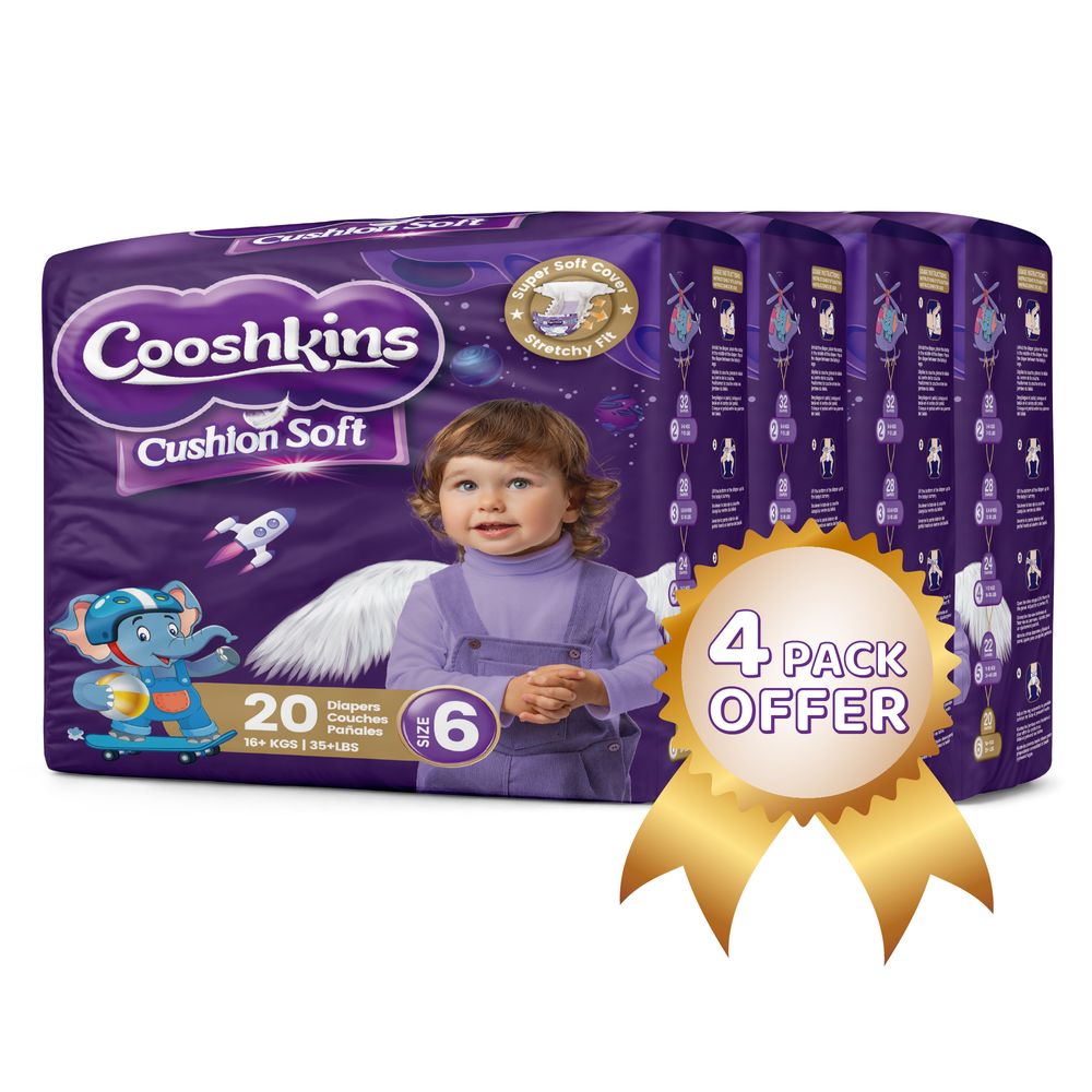 Cooshkins - Baby Cushion Soft Disposable Diapers - Size 6 - 16 Plus kg - 80 Pcs