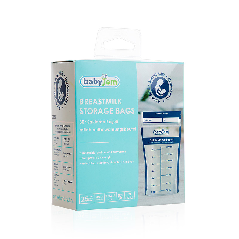 Babyjem Breastmilk Storage Bags - Clear - 200 ml - 25 Pcs