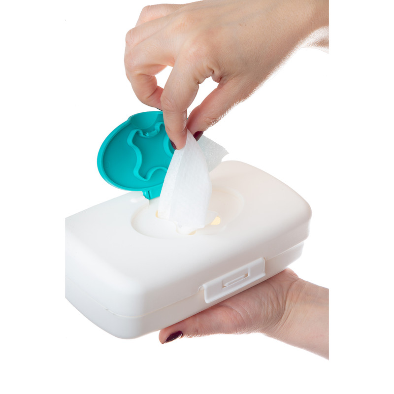 Babyjem Wet Towel Box - Turquoise/White