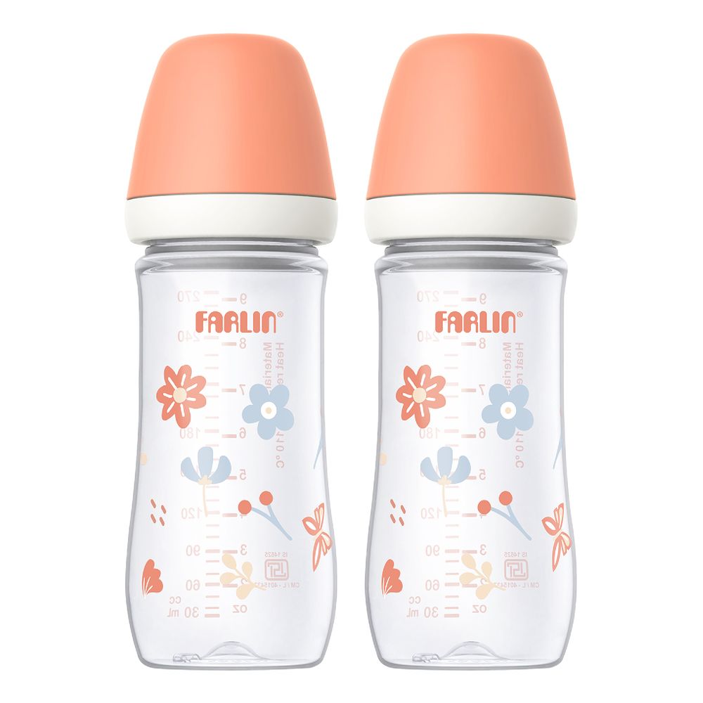 فارلين - رضّاعة واسعة العنق - وردي - قطعتان - 270 مل