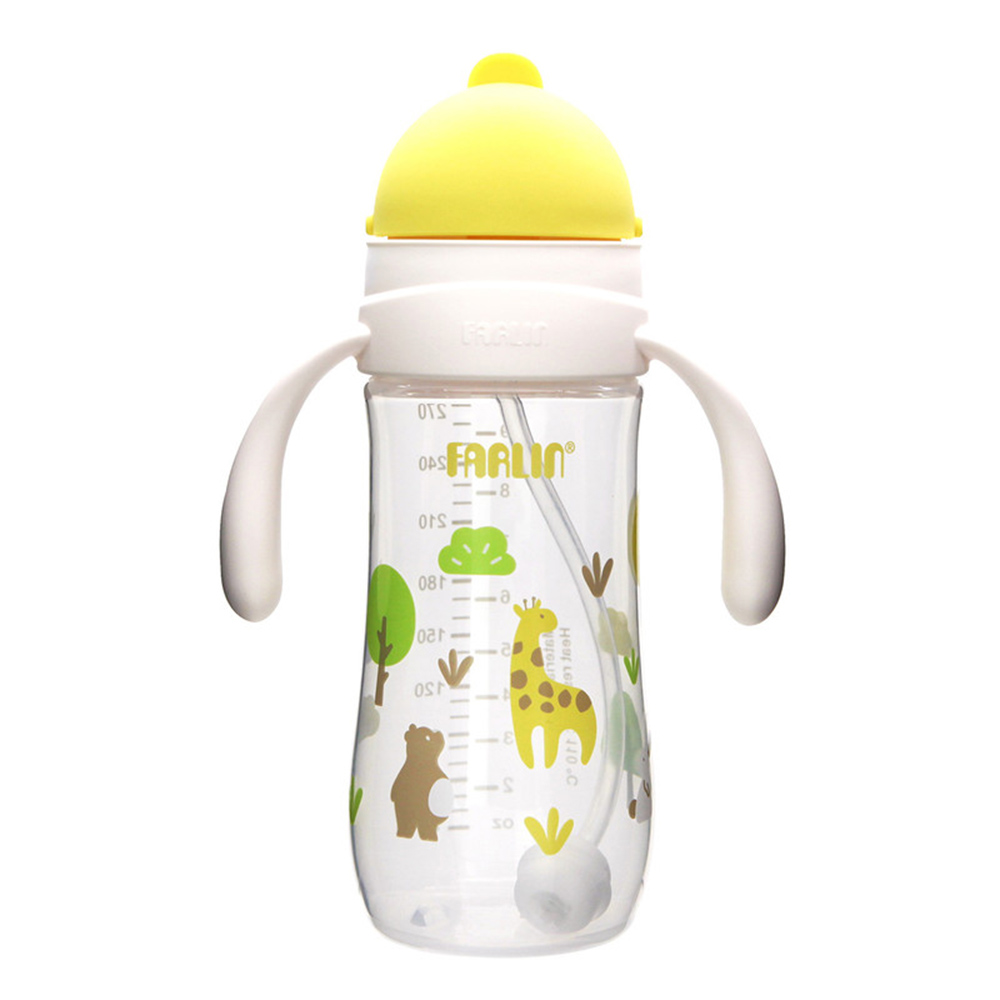 Farlin Grow With Colours PP Wide Neck Drinking Cup With Sliding Lid And Handle - Yellow - 270 ml