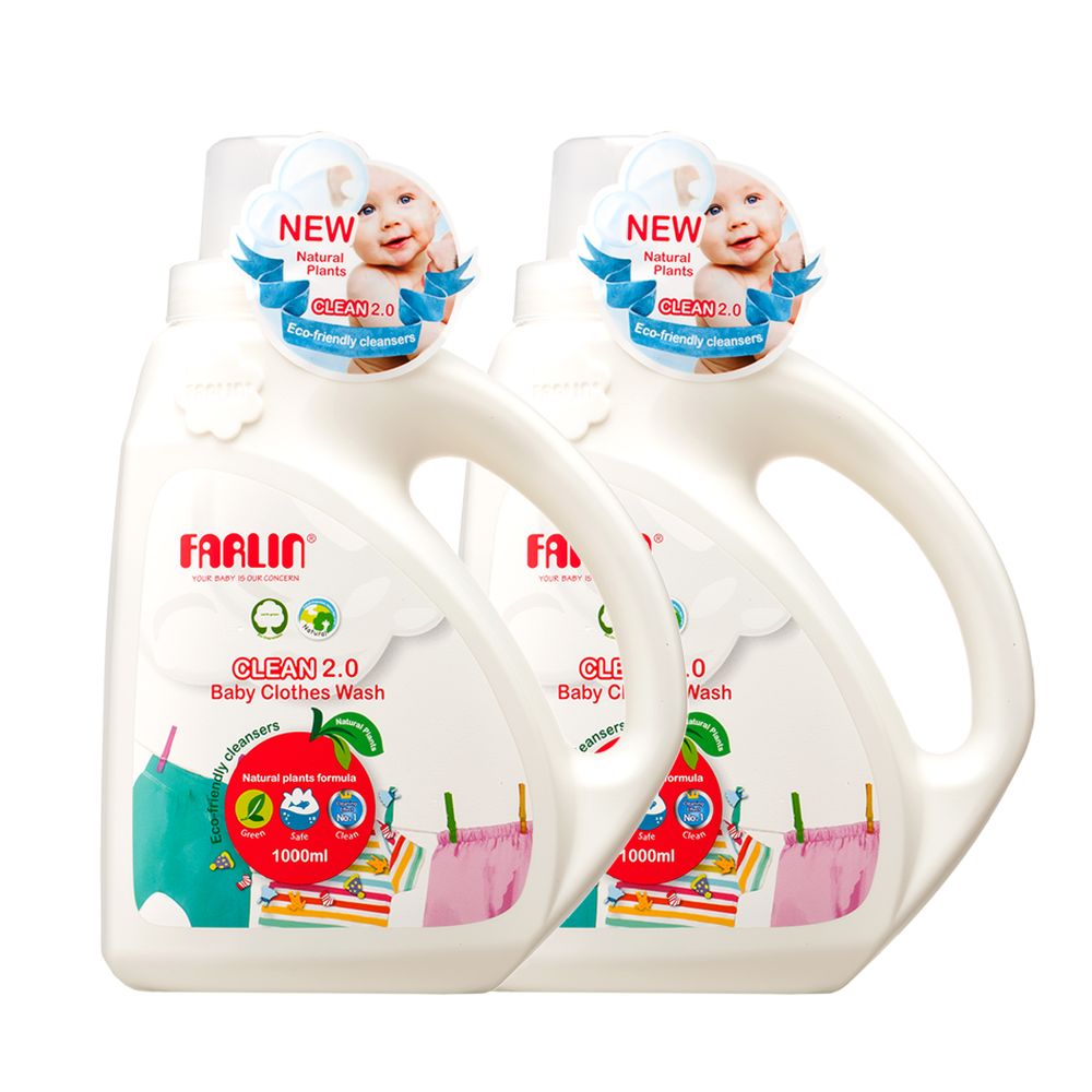 فارلن - منظف لطيف لملابس الأطفال كلين 2.0 - 1000 مل - 2 قطع