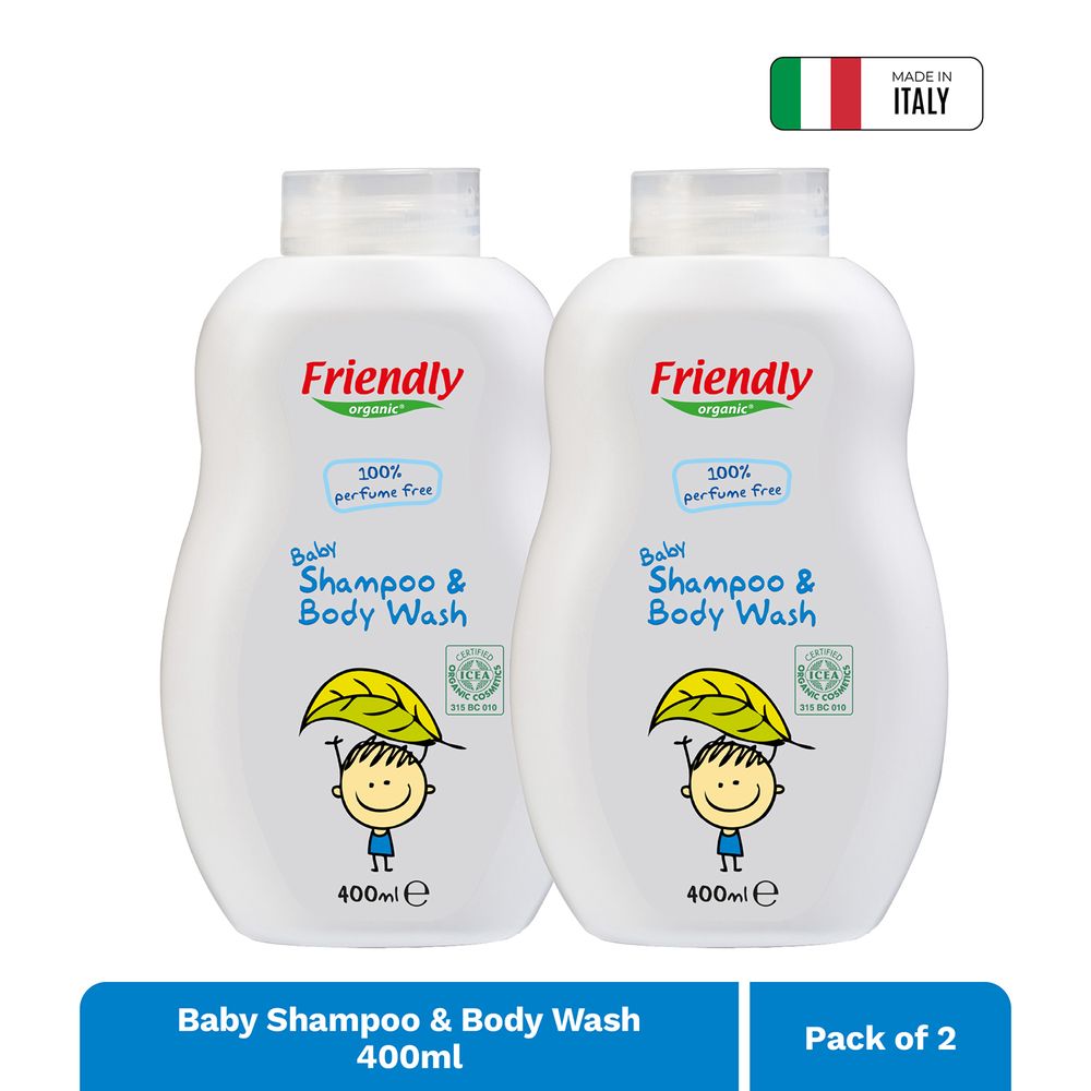 Friendly Organic - 2-In-1 Baby Shampoo And Body Foaming Wash - 400ml - 2 Pcs