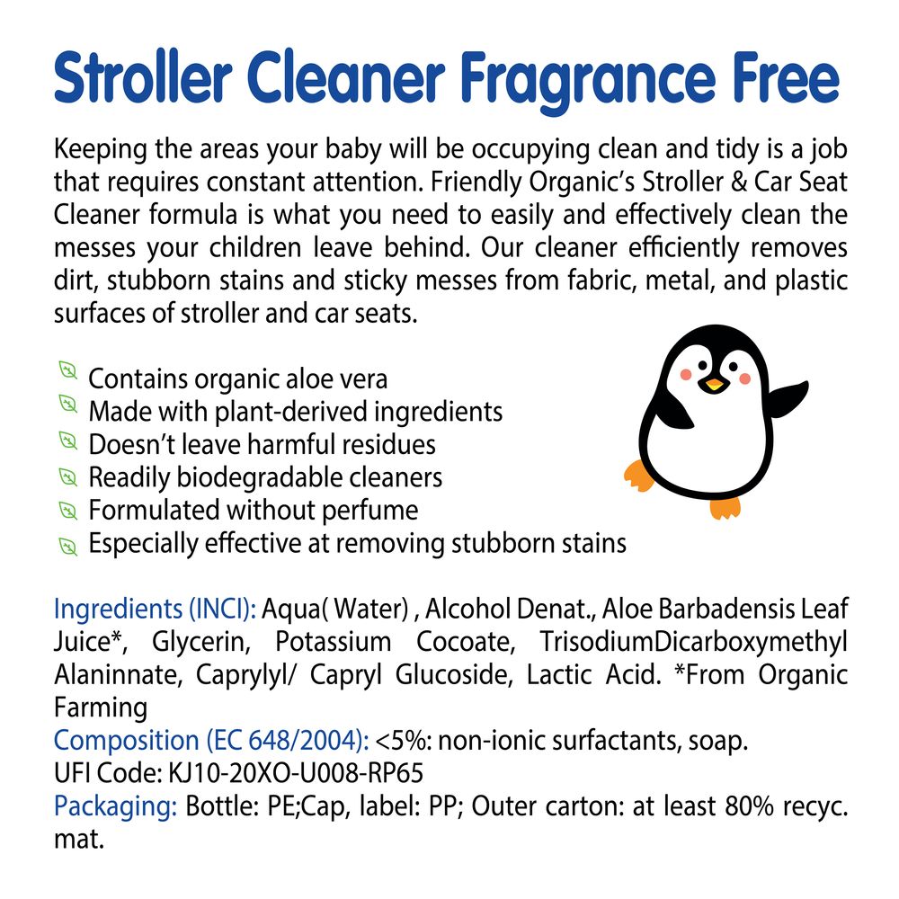 Friendly Organic - Fragrance-Free Stroller And Car Seat Cleaner - 250 ml