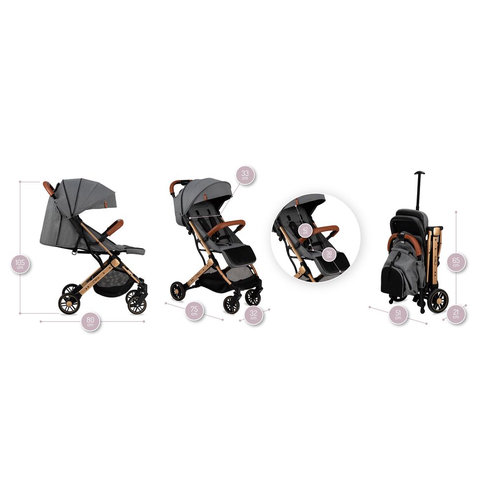 Momi - Estelle Gold Baby Stroller - Grey