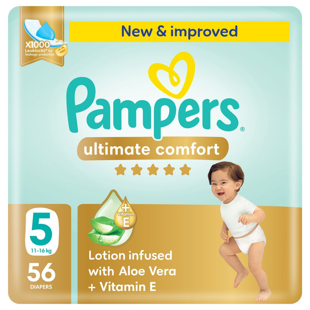 Pampers Ultimate Comfort Taped Diapers - Size 5 - 11-16 kg - 56 Pcs