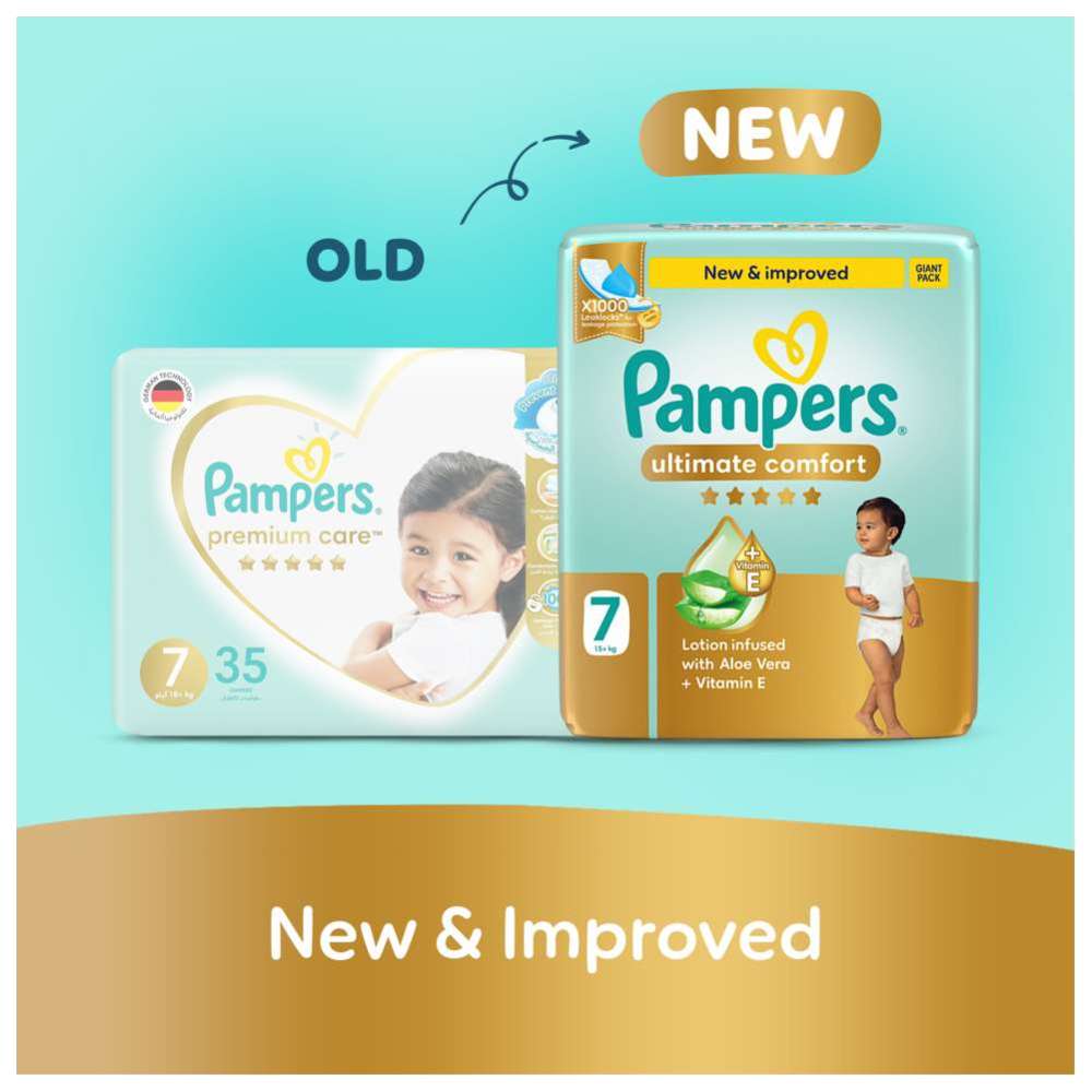 Pampers Ultimate Comfort Taped Diapers - Size 7 - 15+ kg - 52 Count
