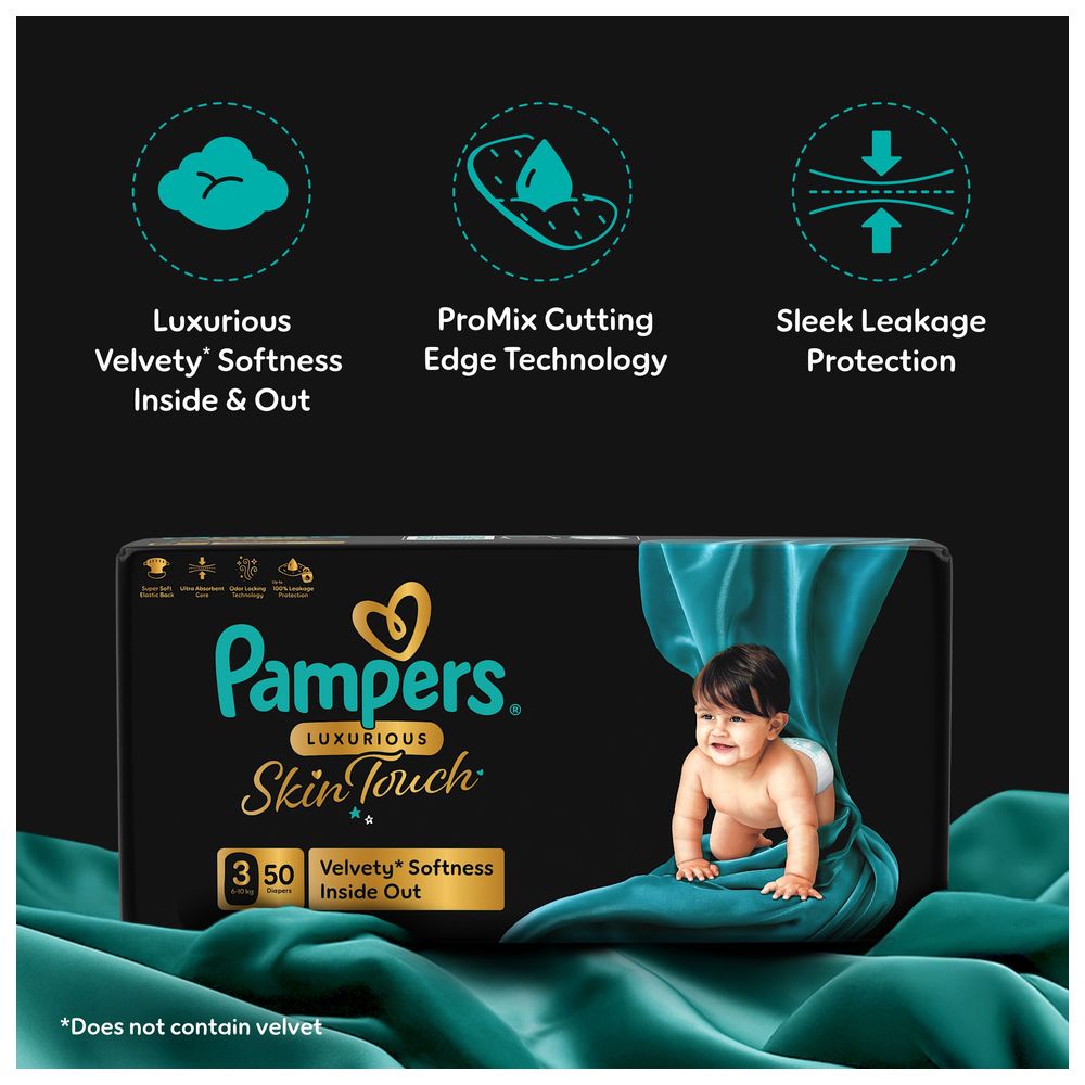Pampers - Luxurious Skin Touch Premium Diapers - Size 3 - 6-10 kg - 50 Pcs