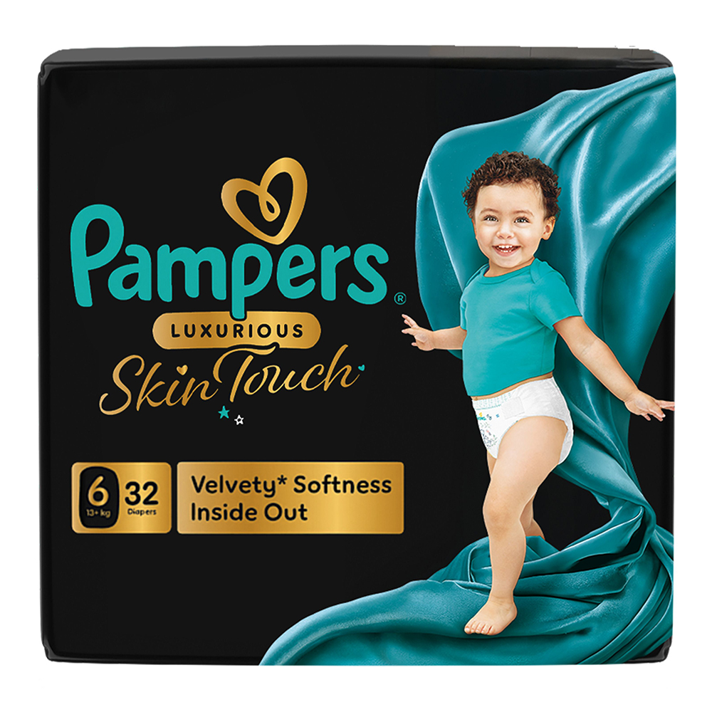 Pampers - Luxurious Skin Touch Premium Diapers - Size 6 - 13+ kg - 32 Pcs