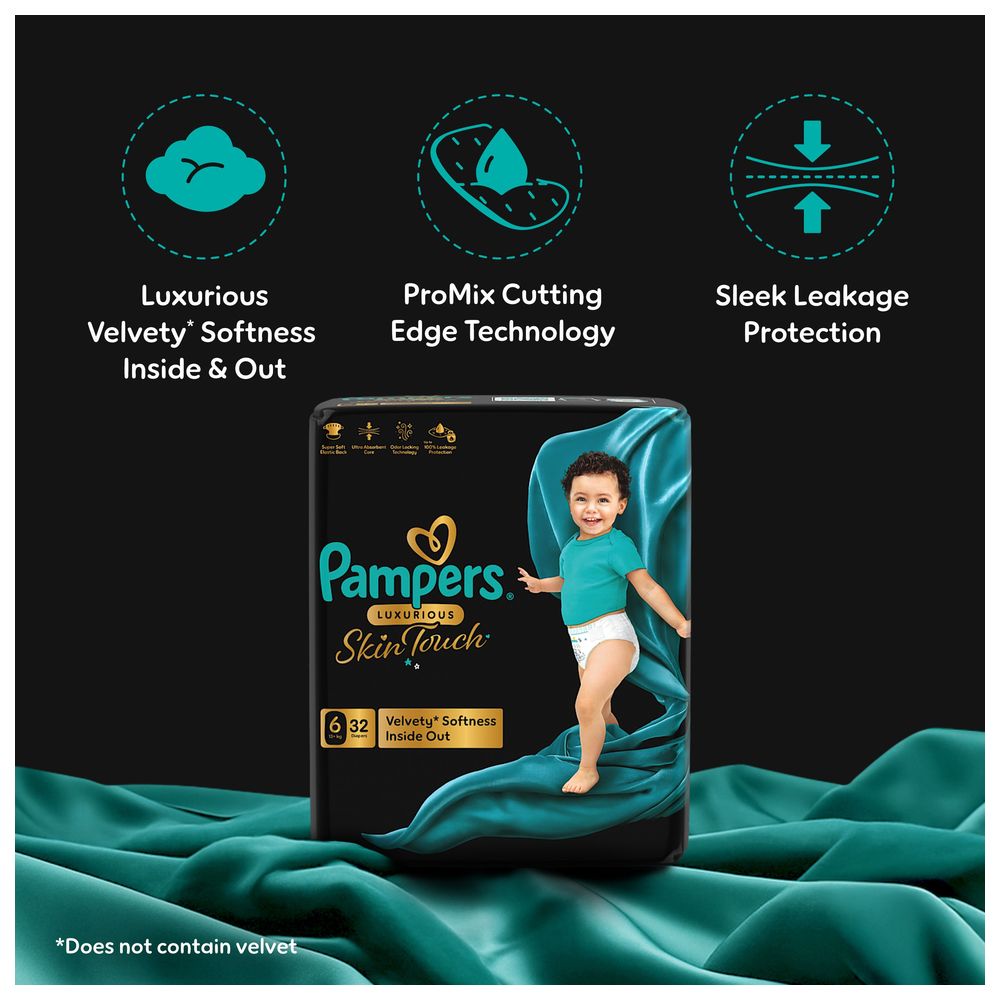 Pampers - Luxurious Skin Touch Premium Diapers - Size 6 - 13+ kg - 32 Pcs