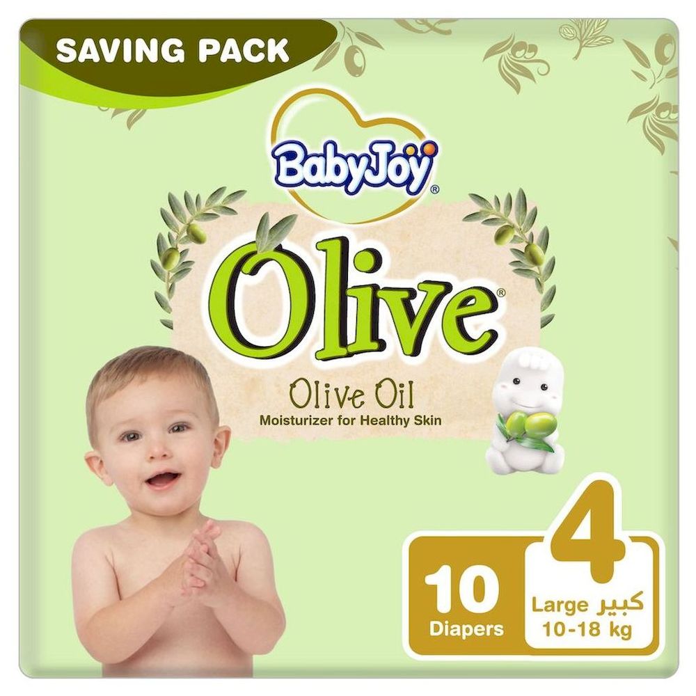 BabyJoy - Olive Tape Diapers - Size 4 Large - 10-18 Kg - 10 Count