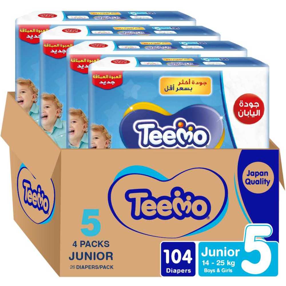 تيمو - حفاضات أطفال - صندوق جامبو - 5 - جونيور - 14-25 كجم - 112 حفاض