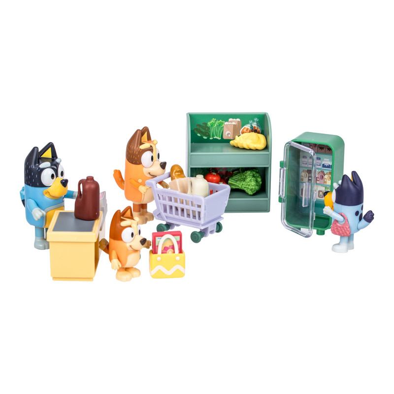 Bluey - S13 Let's Play Chef Family Shopping Trip Collectable Playset - Multicolor