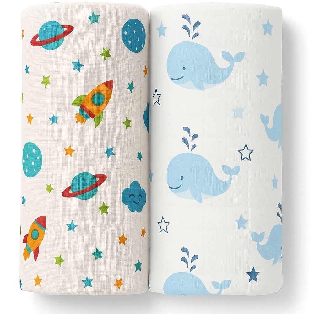 تامي - قماط أساسي للرضع بنقشة حوت وكوكب - عدد 2