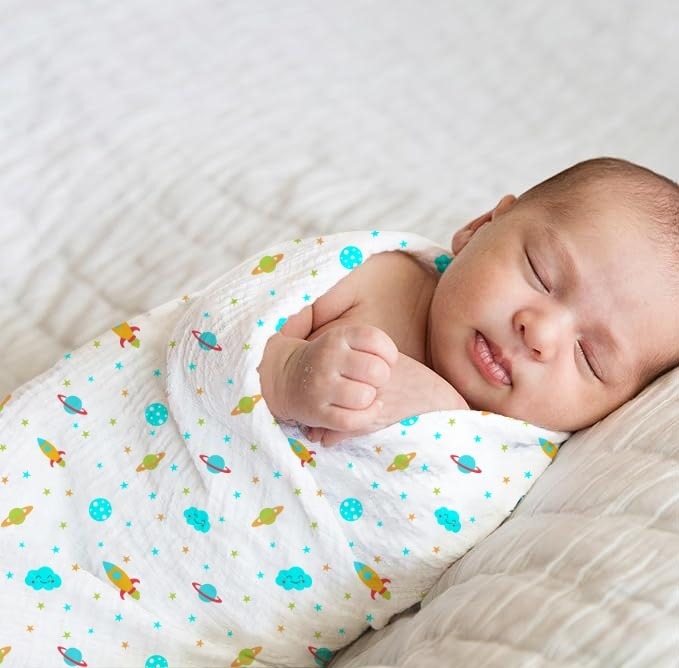 تامي - قماط أساسي للرضع بنقشة كوكب وقلب وحوت - عدد 3