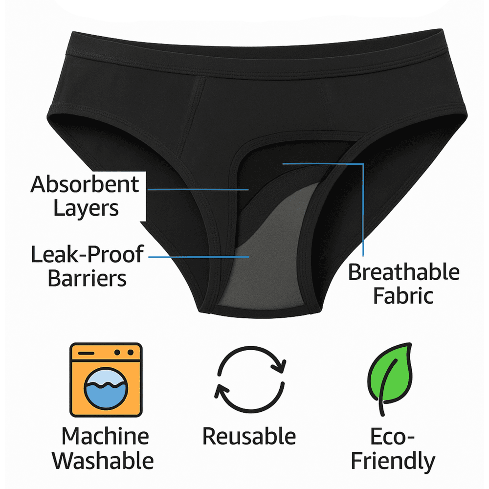 TUMMY - Full Coverage Period Panty - Black - Pack of 3