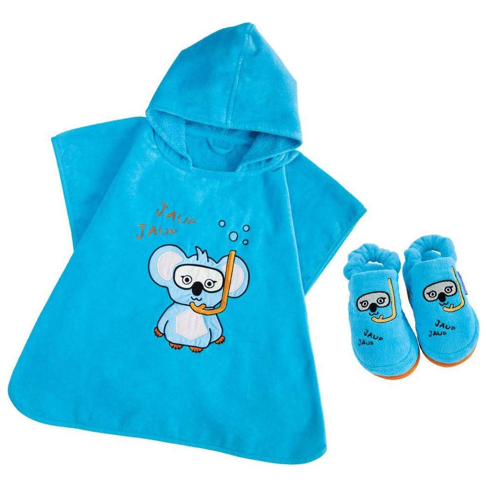 Milk&Moo - Cool Koala Poncho W/ House Slippers - Blue - 2 Pcs