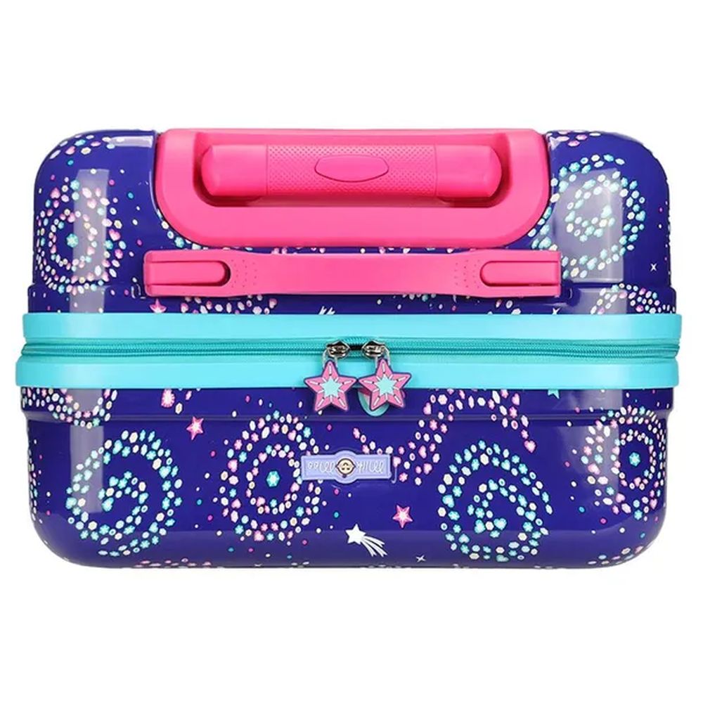 حقيبة سفر ثلاثية الأبعاد للبنات من ميلك آند مو - بعجلات مضيئة - بنفسجي - 46 سم