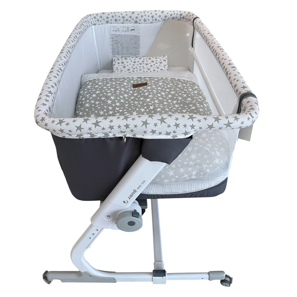 Jane - Baby Side Co Sleeping With Bedding - Star Grey