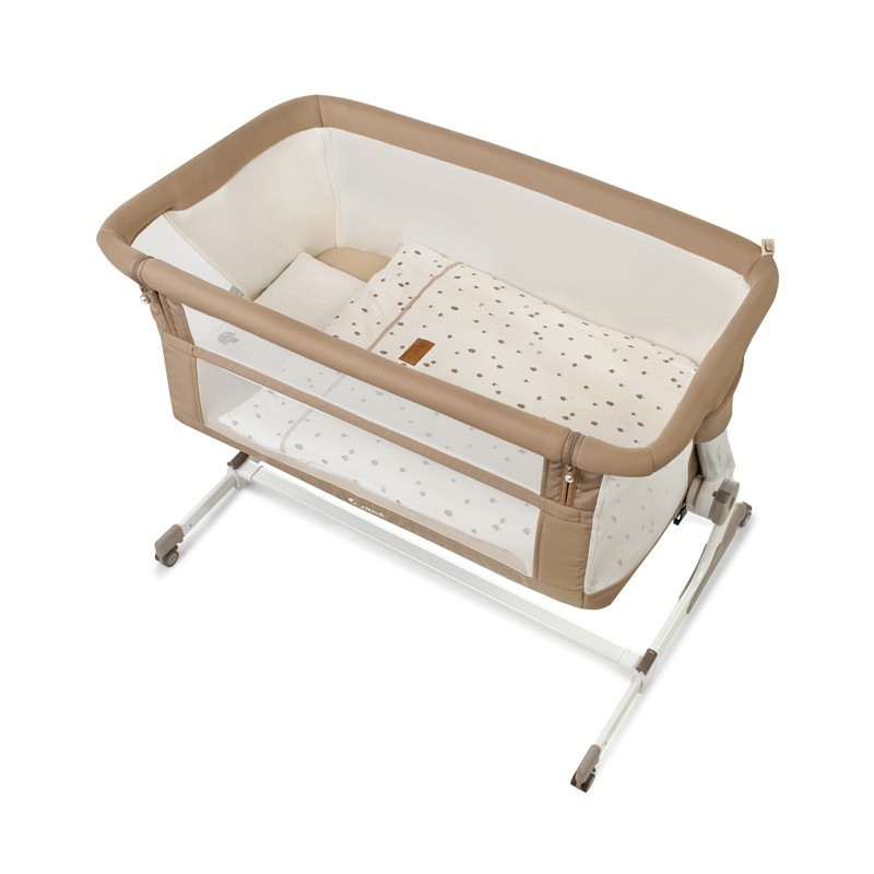 Jane - Baby Side Co-Sleeping Cot With Bedding - Sesame