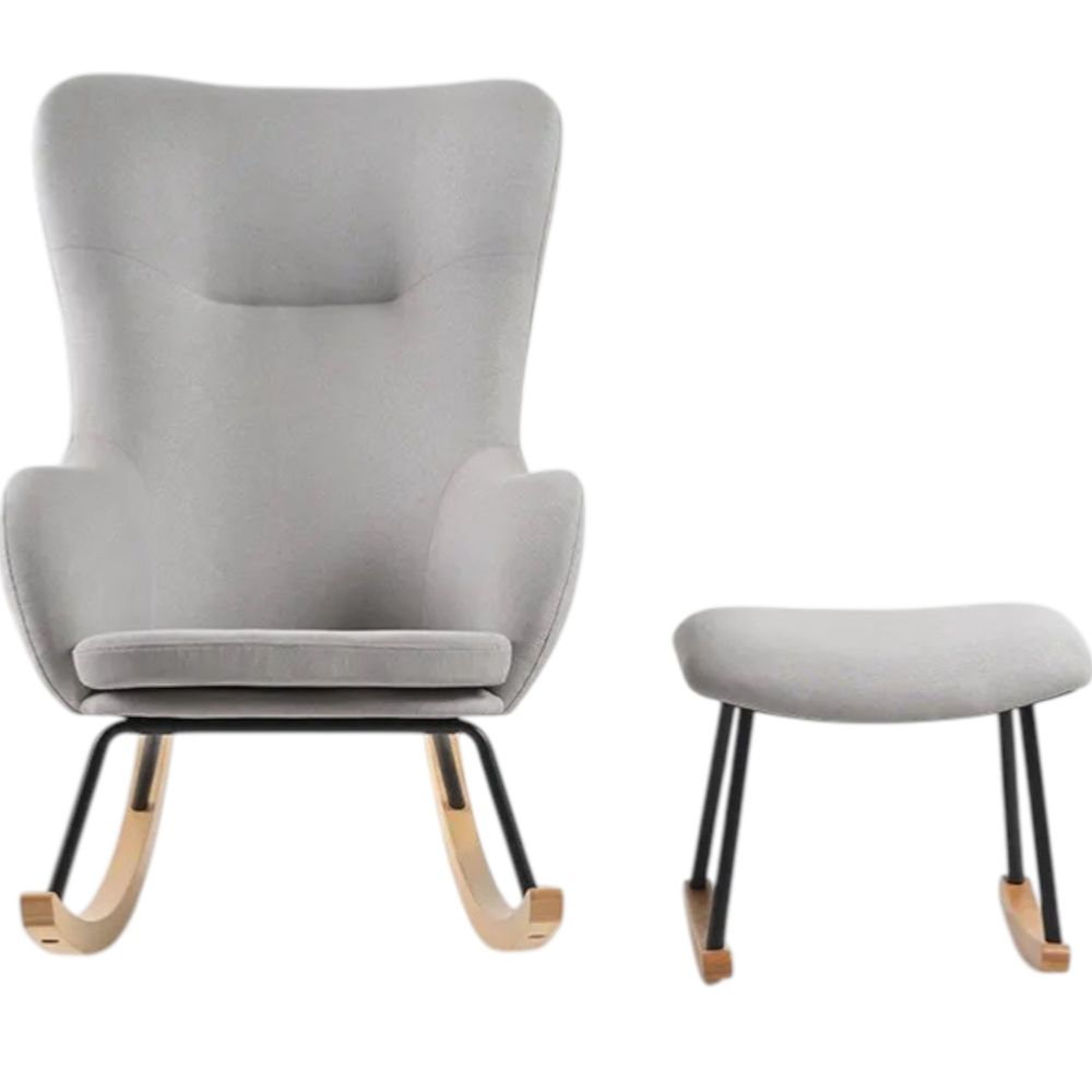 MIILA - Comfortable Nursing Rocking Chair With Footrest - Light Grey