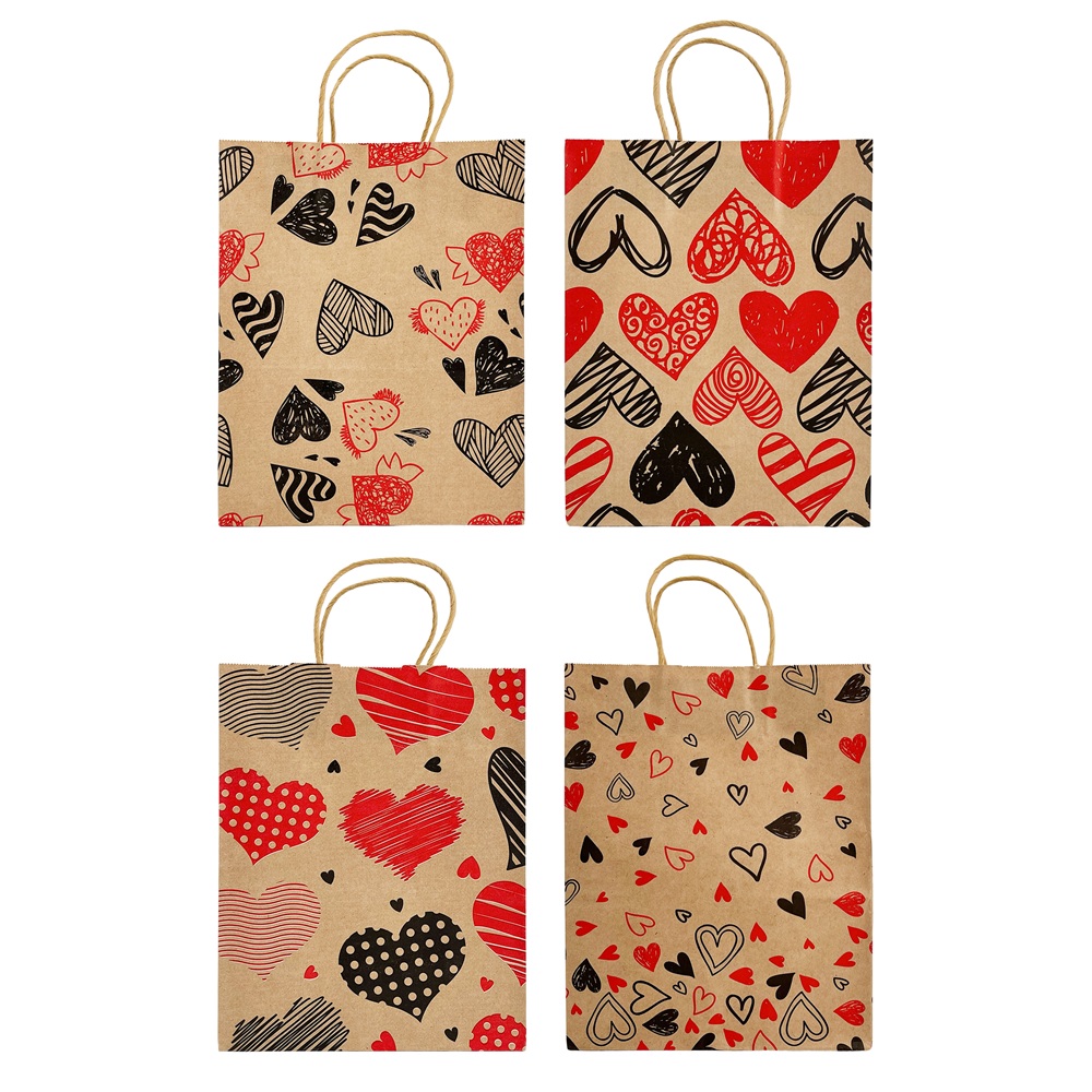 Party Magic - 6-pack Medium Valentine Kraft Gift Bags