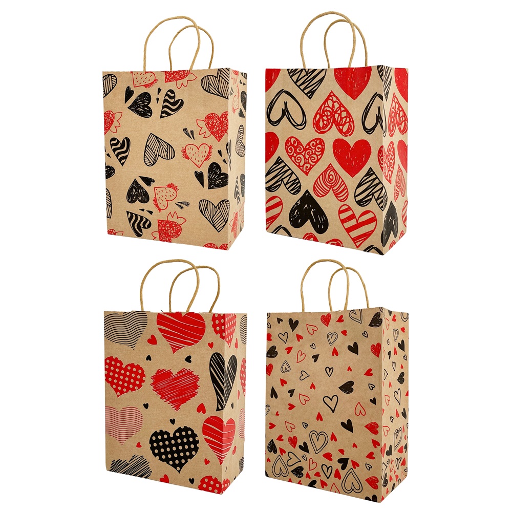 Party Magic - 6-pack Medium Valentine Kraft Gift Bags