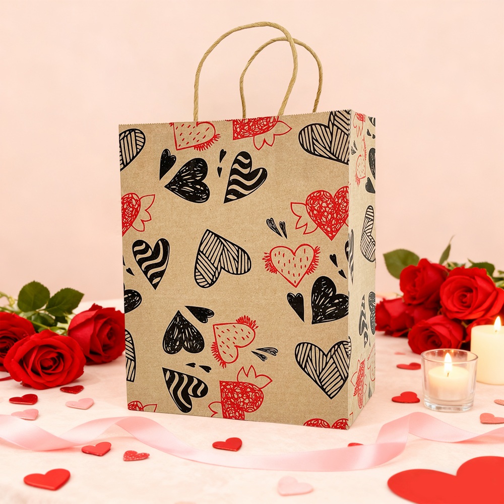 Party Magic - 6-pack Medium Valentine Kraft Gift Bags