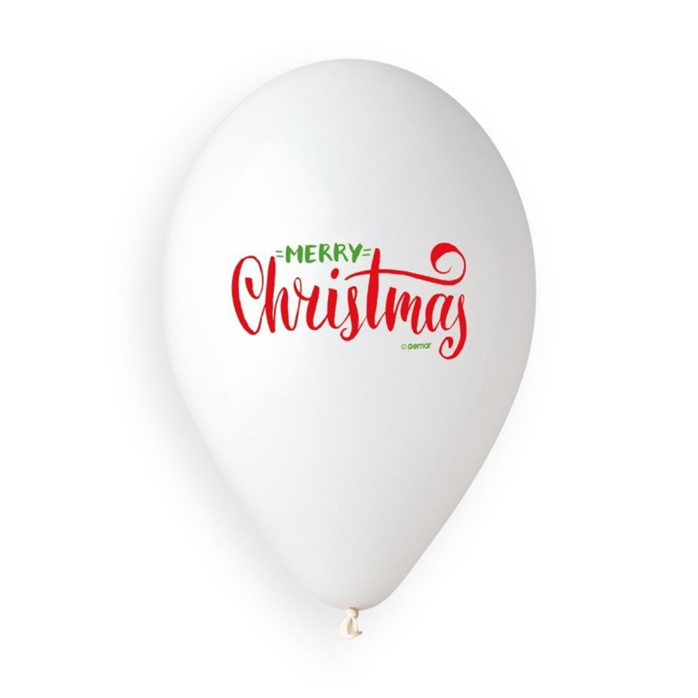 Gemar HO HO HO Merry Christmas Standard Latex Balloons - White - 25 Pc Set - 13-Inch
