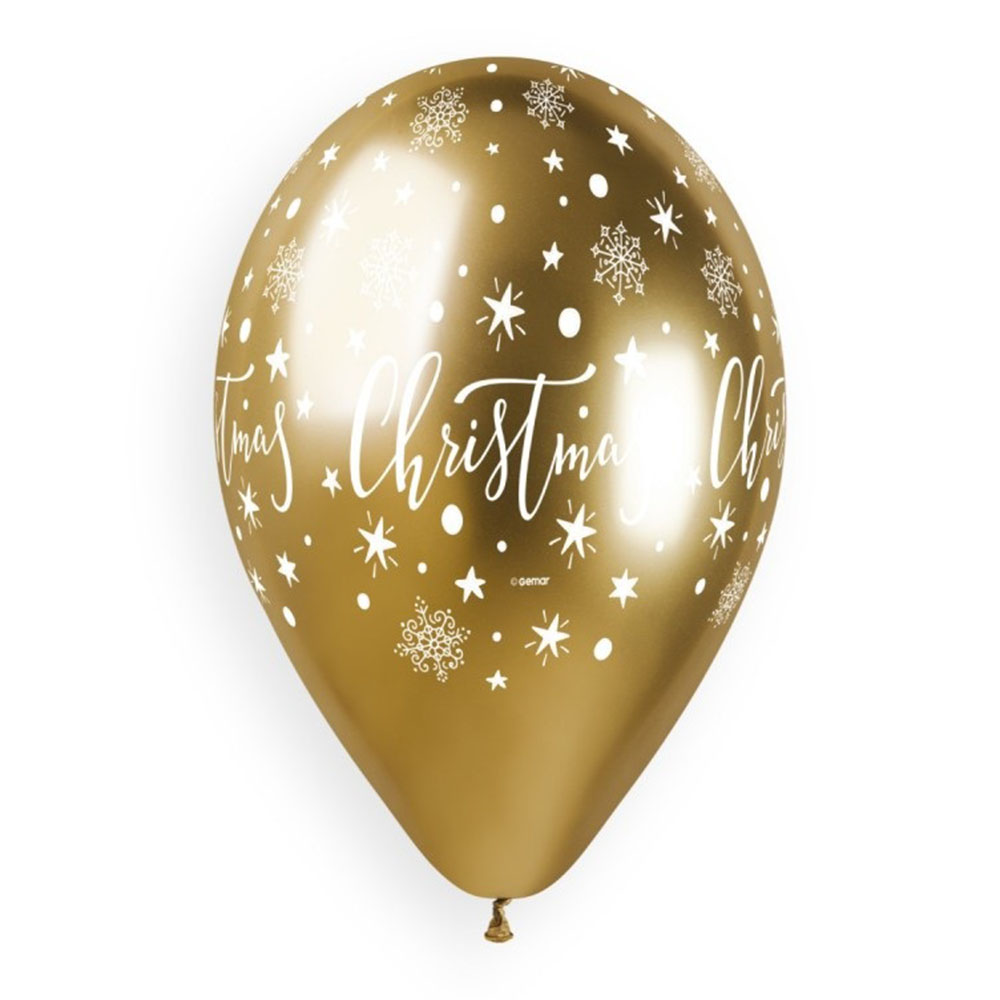 Gemar Christmas Shiny Latex Balloons - Silver/Gold - 25 Pc Set - 13-Inch