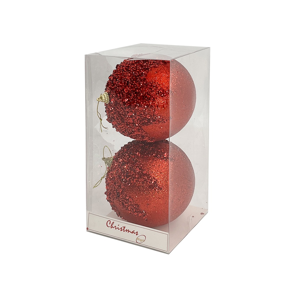 Christmas Magic - Christmas Designer Baubles - Red - 12 cm - 2 Pcs