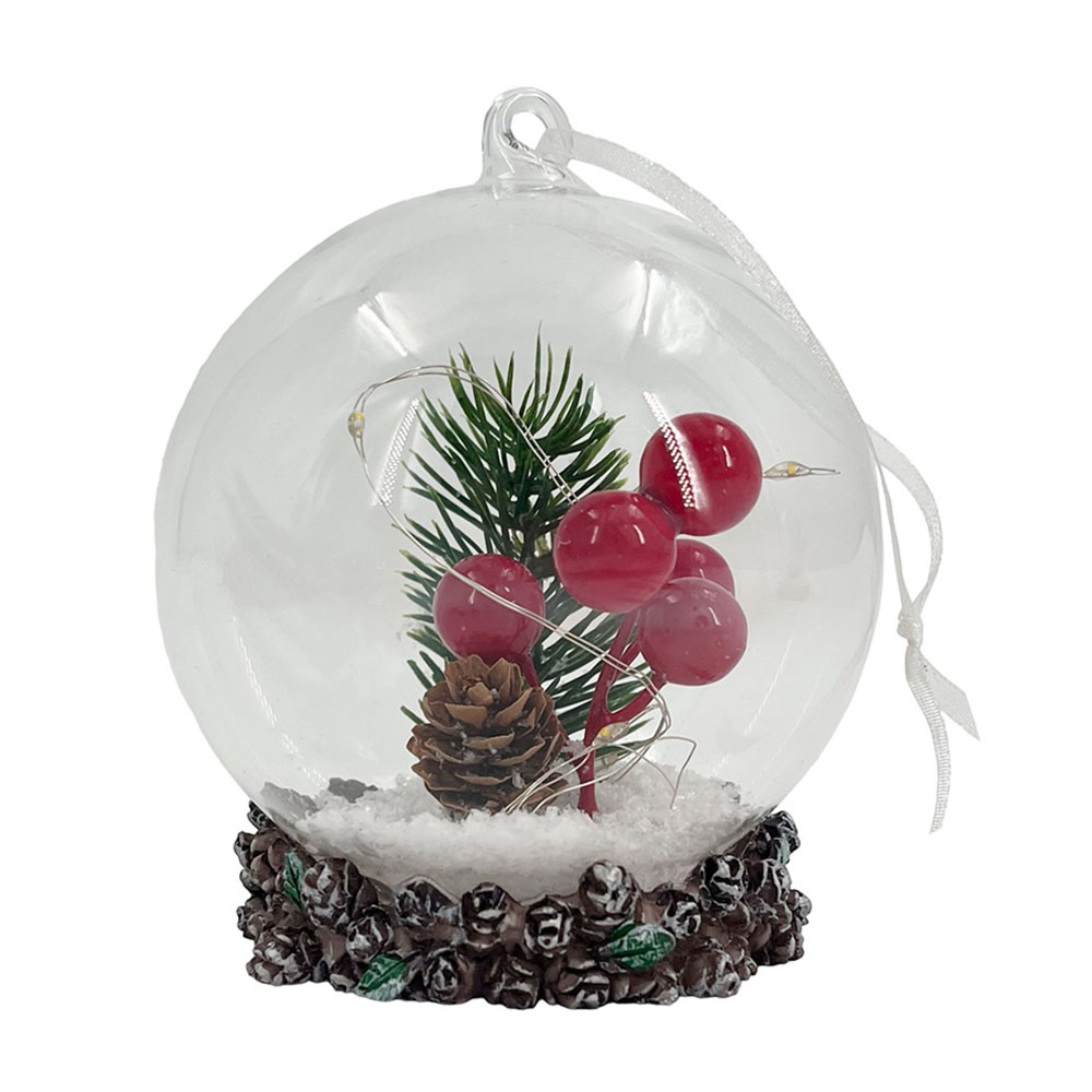 Christmas Magic Glass Decoration with Light - 10 x 10 x 11 cm