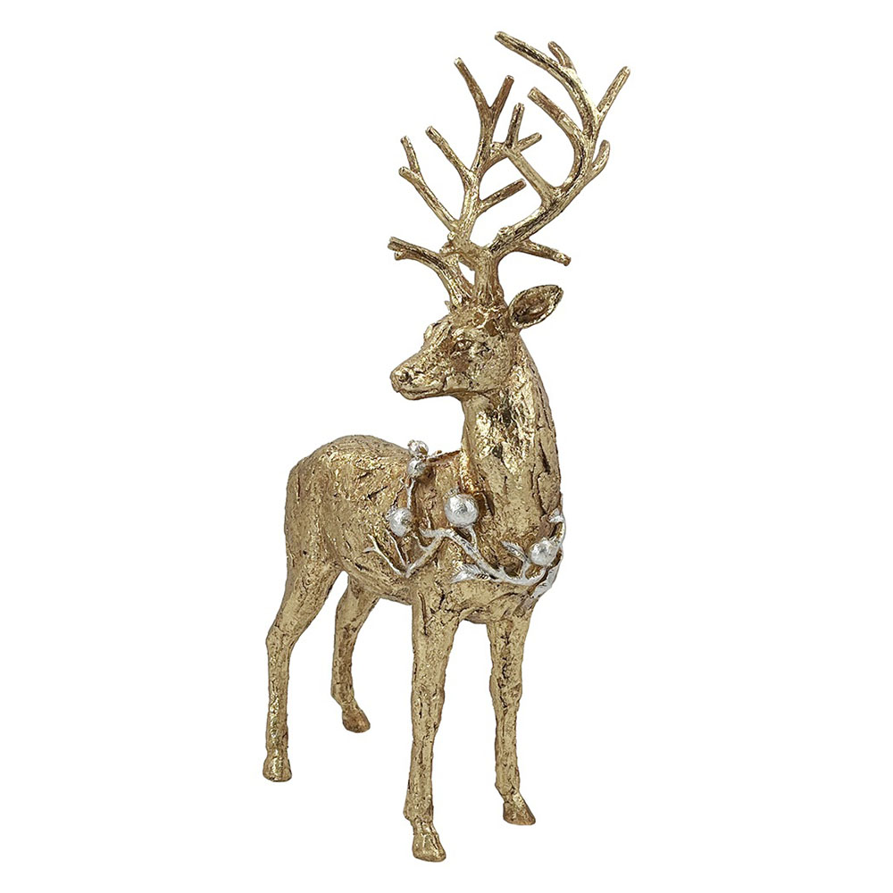 Christmas Magic Christmas Resin Standing Reindeer - Gold - 28.2 x 15.5 x 48 cm