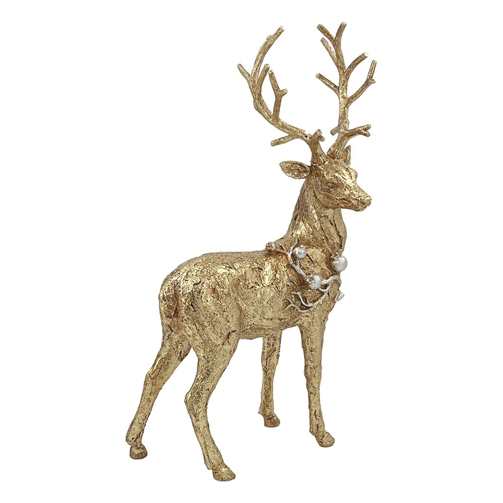 Christmas Magic Christmas Resin Standing Reindeer - Gold - 28.2 x 15.5 x 48 cm