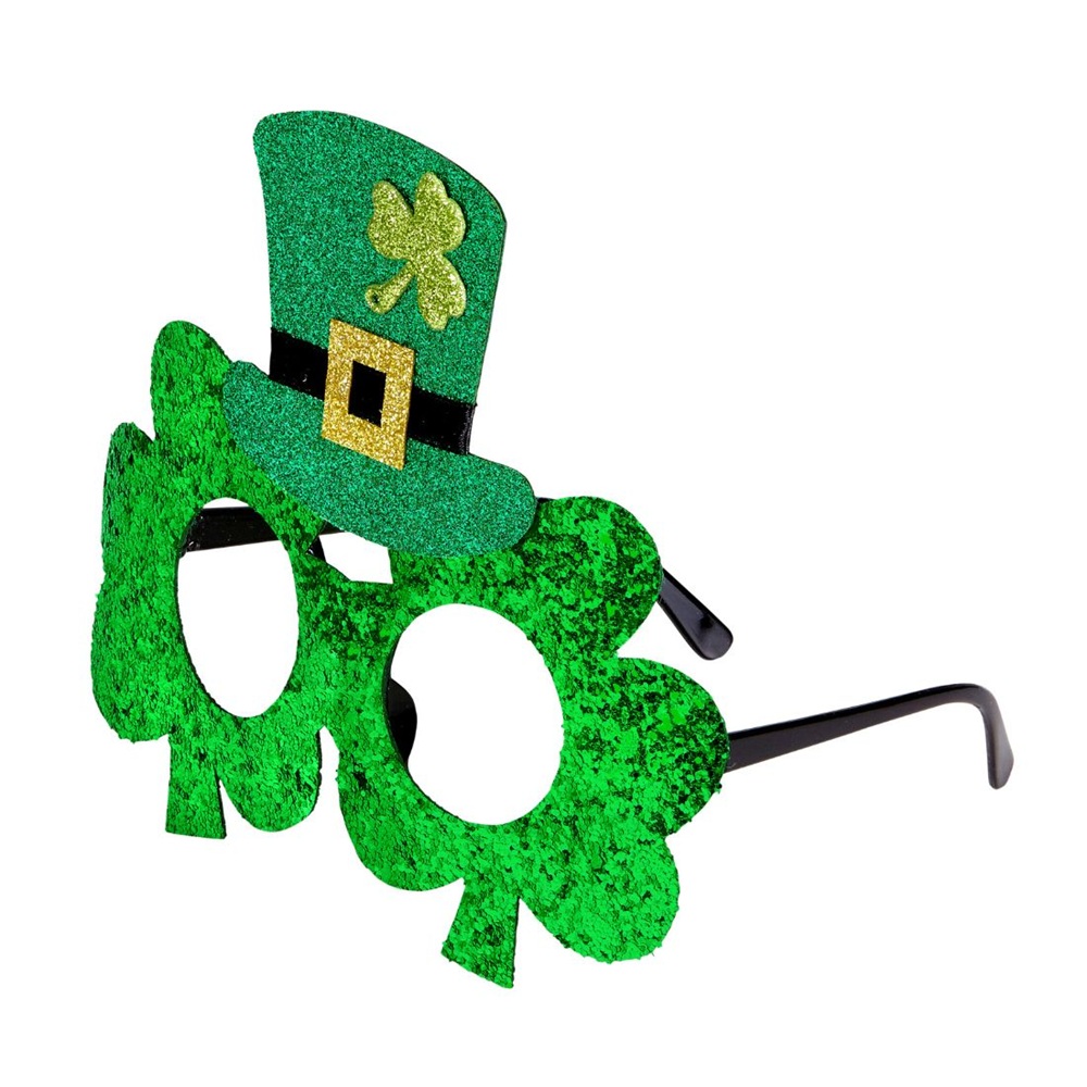 Widmann - St. Patrick's Day Glitter Shamrock Glasses With Mini Top Hat