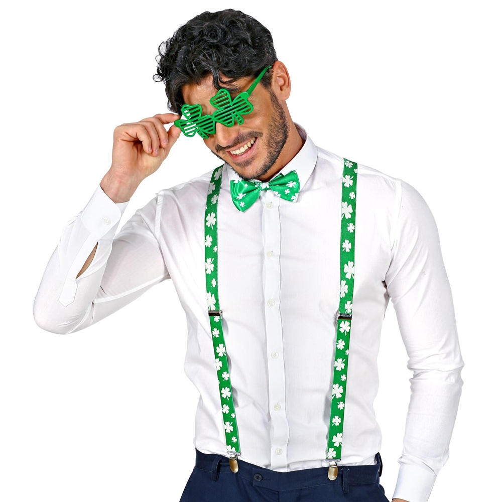 Widmann - St. Patrick's Day Glasses, Braces & Bow Tie - White/Green