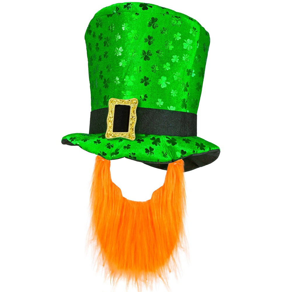 Widmann - St. Patrick's Day Top Hat With Beard - Green/Orange