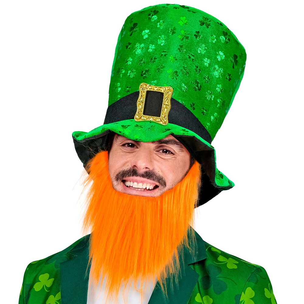 Widmann - St. Patrick's Day Top Hat With Beard - Green/Orange