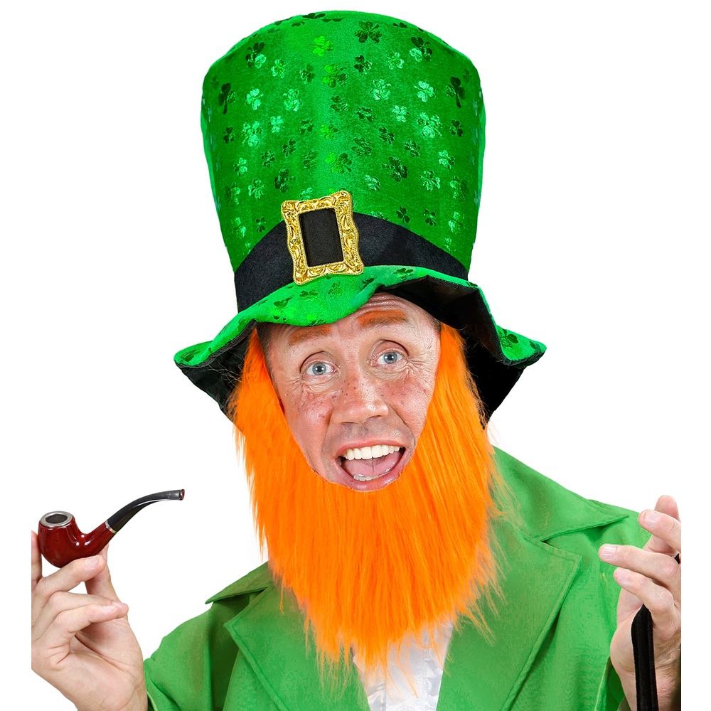 Widmann - St. Patrick's Day Top Hat With Beard - Green/Orange