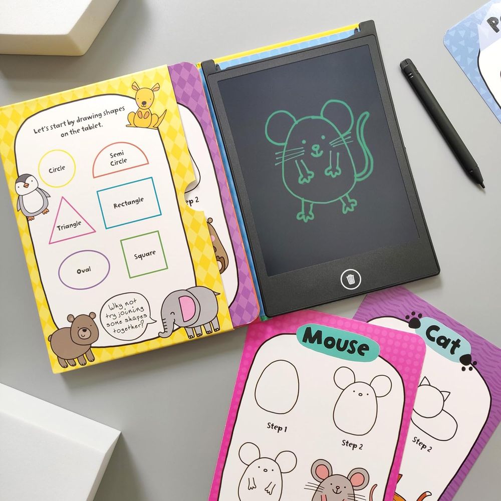 كتاب أنشطة الرسم والكتابة عدد 40 – لوح LCD وبطاقات تعليمية – حيوانات صغيرة